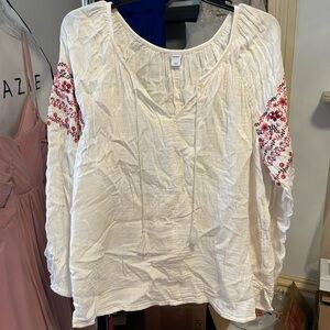 Embroidered Cream Boho Top